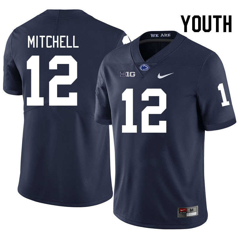 Youth #12 Jon Mitchell Penn State Nittany Lions College Football Jerseys Stitched-Navy